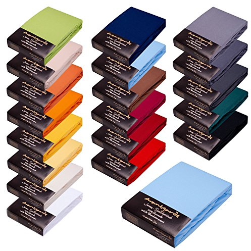 Avantgarde Premium Spannbettlaken - 180x200-200x220-40cm Steg - auch für Boxspringbetten & Wasserbetten - Laken ca.170g/m² - Bettlaken 100% Jersey Baumwolle, Oeko-TEX (13 Hellblau)