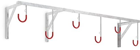 Hängeparksystem 3876 - Fahrradständer für 6 Fahrräder - Wandmontage | Reihen-Hängeparker | Stahl verzinkt & kunststoffummantelte Aufhänge-Haken | Fahrradparker Aufhänger Hänger | Dreifke®