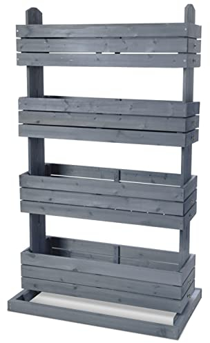 Hochbeet mit 4 Etagen Cube 4 GRAU - Gemüsebeet Kräuterbeet - Beet für Terrasse Balkon & Garten