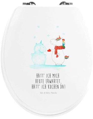 Mr. & Mrs. Panda Motiv WC Sitz Einhorn Schneemann - Geschenk, Toilette, Klobrille, Toilettendeckel, WC-Sitz, kalt, Einhörner, Unicorn, Winter,