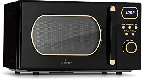 Klarstein Forno Microonde Vintage, Combinato con Grill, 20 Litri con Piastra di Sbrinamento, con LED, Programmi Automatici, 5 Livelli di Potenza