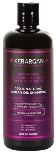 Kerargan - Styrschampo med Arganolja För Olydigt, Torrt och Krulligt Hår - Bekämpar Frizz, Utredande - Utan Sulfat, GMO, Silikon, Mineralolja - 500ml