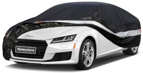 10 Layers Coupe Car Cover Waterproof Breathable,100% Waterproof Outdoor Car Covers Custom Fit for Jaguar F type, Audi TT, BMW Z4, Nissan 350Z 370Z, Porsche 718 Cayman,etc Black