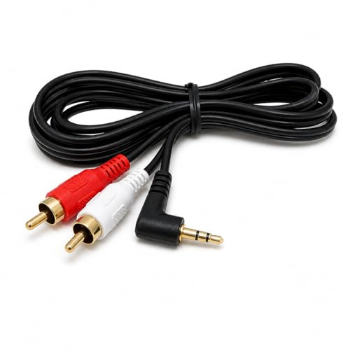 DRUT 3m 3.5mm to RCA Jack Right Angled AUX Stereo Audio Cable, 10ft | Durable, reliable connectors. No drivers needed, plug & play. Great for Hi-Fi systems, laptops, phones, mixers, and...