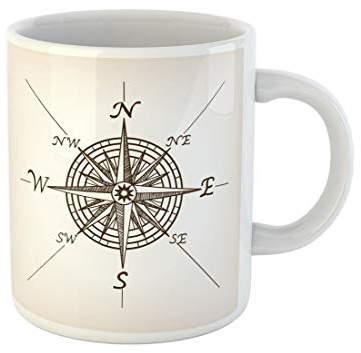 874 Taza De Café Marrón Vintage Rosa De Los Vientos Dibujo Trama Antiguo Grabado Imitación Impresa Porcelana Porcelana Taza De Desayuno 330Ml Para Desayuno,Mamá,Día De La Madre