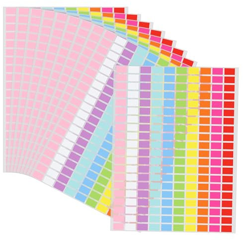 2000 Stück Bunte Rechteckige Klebeetiketten, Aufkleber zum Beschriften für Schule Büro Küche, Aufkleber zum Beschriften in 10 Farbstil, Selbstklebend Etiketten für Schreibwaren