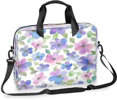 WowPrint Vattenfärg Blommor Laptop Ärm Laptop Väskor Datorhandväska Portfölj Messenger Väska Axelrem för 13-16 tum, Färg, X-Large