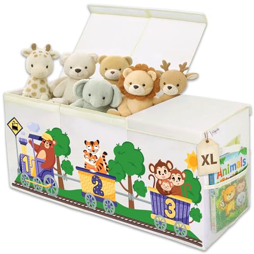 Nojube Baúl Juguetes Infantil Grande XL - Cesta Almacenaje Juguetes Plegable y Resistente - Juguetero Organizador de Juguetes Infantil de Tela Oxford - Caja Juguetes Almacenaje dormitorio con tapa