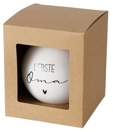 Pallina di Natale XL – Amore Nonna – 10 cm vetro bianco nero b631 palline per albero di Natale – Palline in vetro da appendere alla nonna, idea regalo