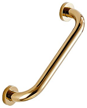 Massiv Messing Haltegriff Dusche Gold, Wandmontage Badezimmer Griff 30cm | Hochwertiger Haltegriff aus massivem Messing für Dusche und Bad, stabile Schraubmontage mit verdeckter Abdeckung