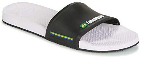 Havaianas Unisex Adult's Slide Brasil Flip-Flops, Black, White Black, 3/4 UK