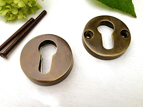 Antikas - Sicherheits-Rosette aus Messing, PZ-Beschläge, Schloss-Rosette im Antik-Stil