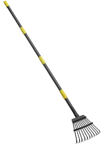 HOSKO 74 Inch Leaf Rake, 11 Tines Garden Rakes with Adjustable Sectional Handle for Quick Clean Up of Lawns, Garden, Farm, Pasture, Yard and Chicken Coop