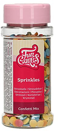 FunCakes Confetti 6mm: Sprinkles gâteau, Bon Goût, Parfait pour la Décoration de Gâteau, Sprinkles Confetti 60 g.