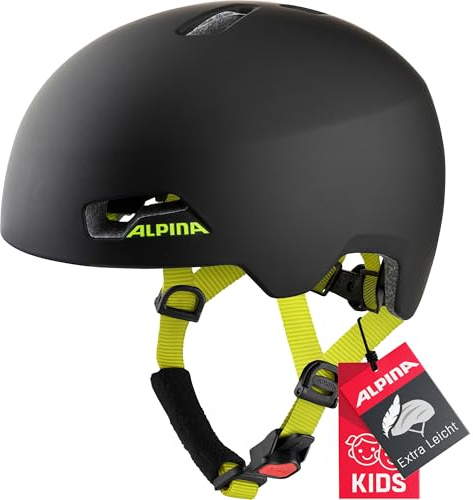 ALPINA Unisex - Barn, HACKNEY Cykelhjälm, black-neon yellow matt, 51-56 cm