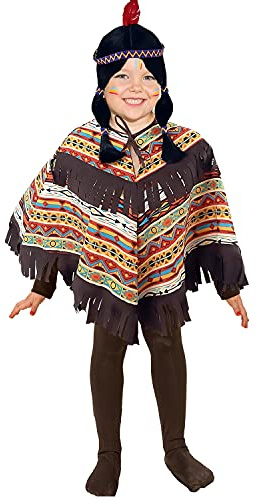 Krause & Sohn Indianer Kostüm für Kinder Gr. 104-116 amerikanischer Ureinwohner Poncho gemustert Fasching