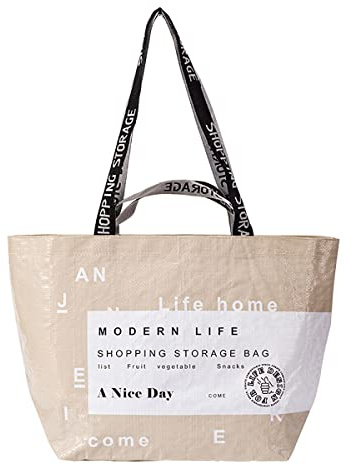 Einkaufstaschen, leichte Einkaufstaschen, faltbar in einem Beutel, Eco Tote Bag, Einkaufstaschen für den täglichen Einkauf Lebensmittel Reise Lagerung, Fleischfarben, 52 x 33 x 19 cm