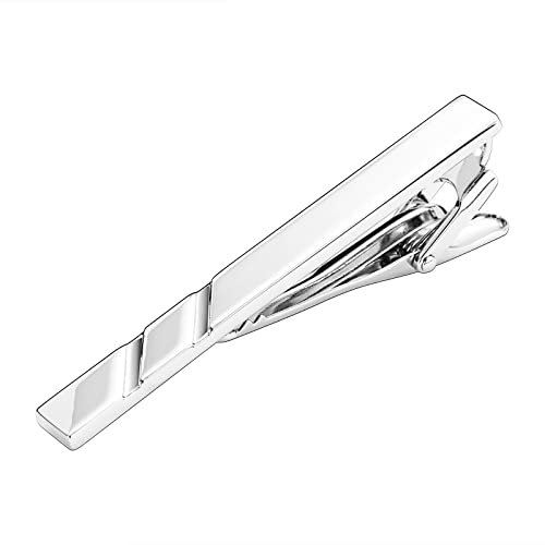 Krawattennadel Vater Der Braut, Krawattennadel Silber mit Gravur Edelstahl Zwei Schrägstriche Krawattenklammer 6.5CM Schmuck Geschenke