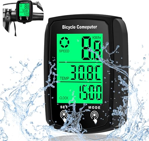 SULIVES Bike Computer - 19 Functions IP54 Waterproof - GPS Speedometer, Backlit Touch Screen - Cycling Computers - Universal Cycle Computer for Bikes