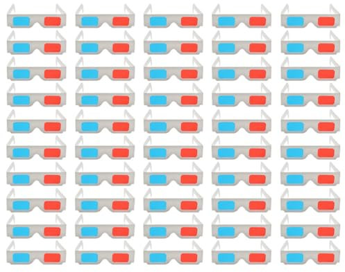 Homoyoyo Lot De 50 Lunettes 3d Anaglyphes Rouges Bleues En Carton, Monture Cinéma, Taille Standard, Usage Voyage Et Cinéma, Expérience Visuelle Confortable Et Pratique