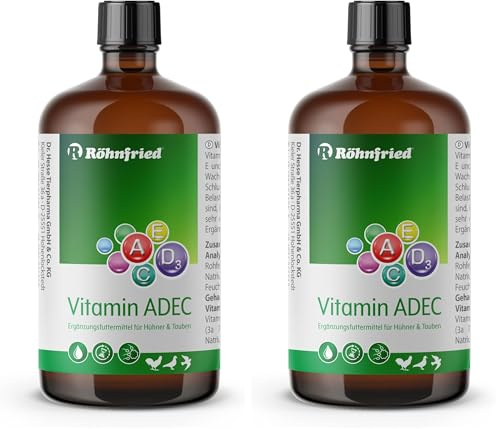 roehn Fried Vitamina adec Vitamina Concentrato (100 ML) per polli, Bovino, Maiale & Pollame, Liquido complemento mangime per Crescita & Deposizione Potenza (Confezione da 2)