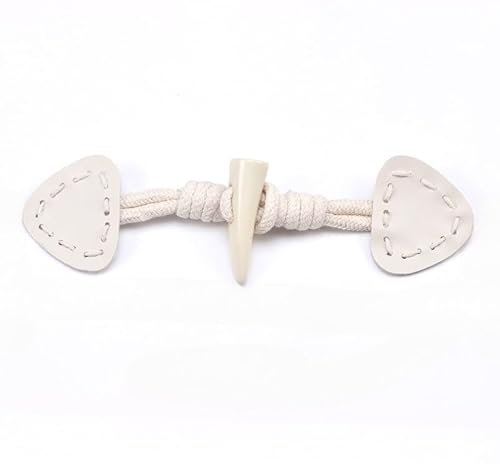 NLDWA 3/6 Paar 16 cm süße weiße Blumen Leder Horn Knebelknöpfe Holz Leder Knebelknopf zum Aufnähen Knebelverschluss für Mantel, Kleid, Jacke