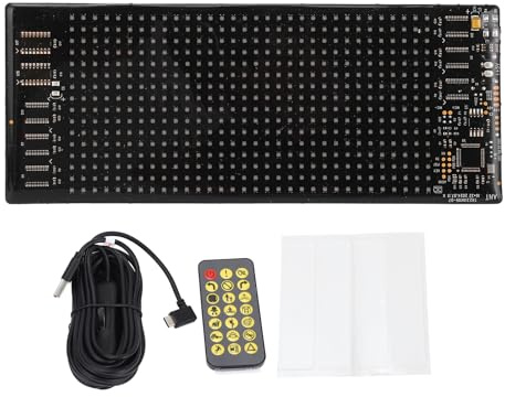 LED Pixel Panel 6,8 x 2,8 tum, 16 x 32 pixlar flexibel LED-rullande display, BT och APP-kontroll programmerbar LED-skylt, IP65 vattentät USB-driven färgglad LED-panel för bil, butik, bar