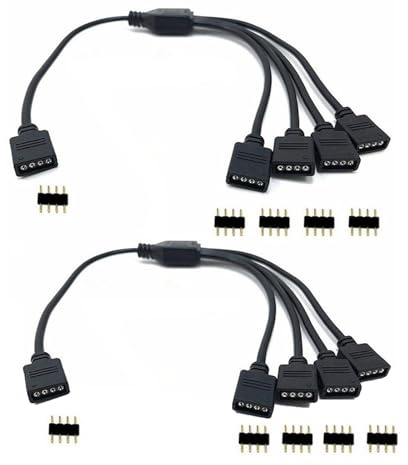 GERUI ARGB Splitterkabel 12V 4PIN Adressierbare RGB-Lüfter-Hub, Schwarz | 1-zu-4 Splitter, Für Gehäuselüfter, Verlängerung, Für CPU-Kühler