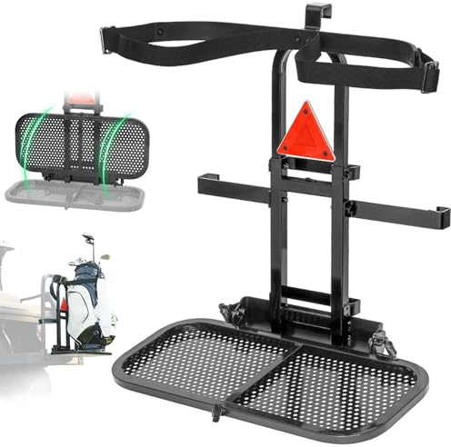 Foldable Golf Cart Rear Seat Bag Holder Fits 4 Seater Golf Cart Bag Holder Compatible with EZGO/Club Car/Yamaha Works for Rear Armrests Up to 8 & 24.5 Wide Equipped with Stainless Steel Buckles
