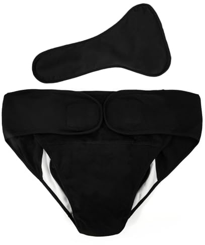 Adult Cloth Diaper Covers Waterproof, Adjustable Incontinence Plastic Pants with Absorbent Liner, Washable Rubber Diaper Underwear (Black, Large)