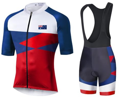 UGLY FROG Herren MTB Radtrikot Set Atmungsaktive Fahrradbekleidung Set Radsport Bekleidung Trikot Kurzarm + Radhose mit Gel Sitzpolster