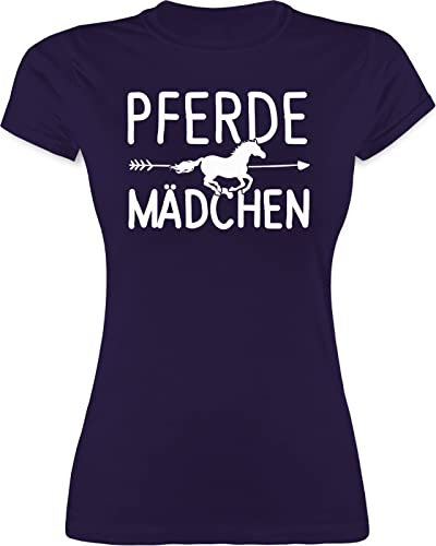 Shirt Damen - Pferde Mädchen - Pferdemädchen - XL - Lila - reitshirt, reitklamotten pferdeliebhaber fjordis Funshirts für Frauen reitshirt pferdeshirts Pferd ich GEH Tshirt reittshirts