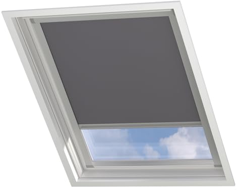 Radeco® Dachfenster verdunkelungsrollo für Velux M08/2/308 hellgrau mit Führungsschiene, Rollo für dachfenster, velux dachfenster Rollo, verdunklungsrollo für velux