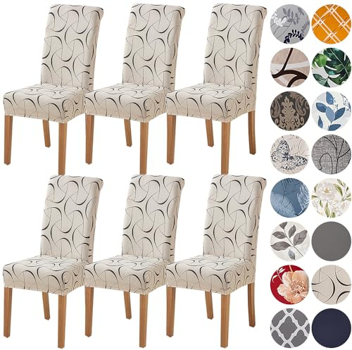 HZDHCLH Chair Covers Slipcovers 4/6 PCs Stretch Removable Washable Short Dining Chair Protector Cover Seat for Hotel,Dining Room,Ceremony (Arbitrarily,6 PCS)