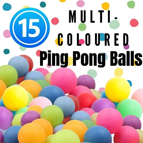 WHEELIO Ping Pong Balls Table Tennis Ball Multi-color Ideal for Craft Party School Learning Activities, Family Games, Kids, Cats (Colorful, Pack of 15)