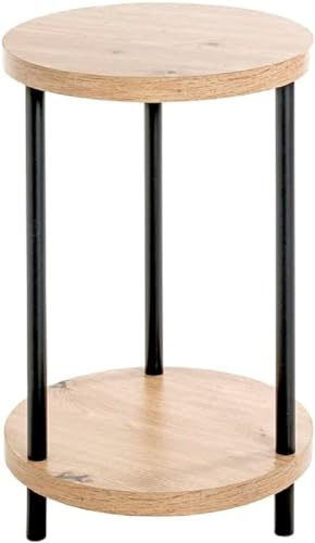 HAKU Beistelltisch rund Eiche hell schwarz MDF Metall runder Couchtisch - Maße: H 50 x Ø 30 cm Style: Modern