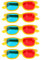 Gafas 3D para niños, color rojo, azul (azul) - Juego de 5, marco amarillo