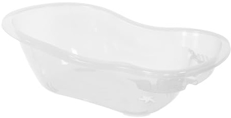 simpa 50L 50 Litre Large Clear Transparent Plastic Baby Bath Tub with Integrated Plug Hole