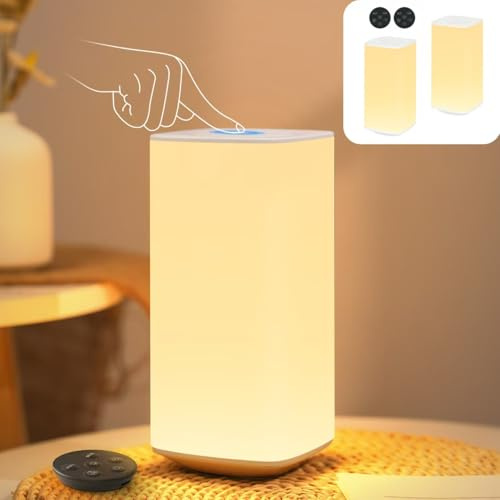 Dorifun Nachttischlampe 2er Set mit Fernbedienung, Nachttischlampe Touch Dimmbar mit 256 Farben & 4 Modi, Led Tischlampe Kabellos USB Aufladbar, Nachtlampe für deko Schlafzimmer Kinderzimmer Geschenk