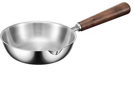 IMEEA 5.5inch/14cm Egg Pan Small Frying Pan Stainless Steel Omelet Pans Mini Cooking Pans with Wooden Handle