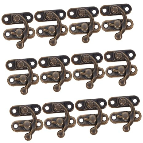 SHINEOFI Cierre Para Armario Antiguo De Bronce Vintage, Gancho Artesanal Derecho De 23x26mm, Herrajes Para Cajas De Madera y Joyeros, Pack De 20 Unidades, Uso Diy Para Maletas y Muebles