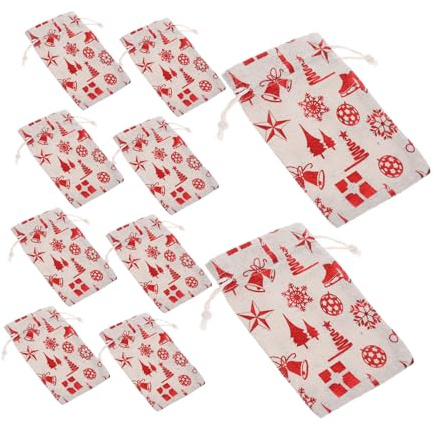 Ciieeo 10stücke Stoffbeutel Mit Kordelzug Kleine Geschenktüten Für Weihnachten Und Party Baumwollleinenbeutel Für Süßigkeiten Und Kleine Geschenke