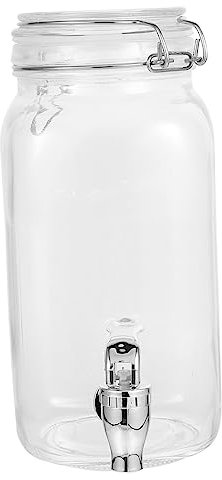 LIGIGWASH Dispensador De Bebidas Con Grifo 2l Vidrio Transparente Abs Grifo Práctico Para Jugos y Vinos Uso Doméstico Recipiente De Cristal Con Sistema De Cierre Hermético