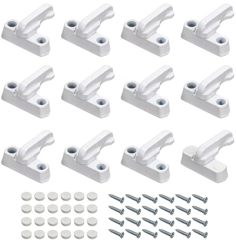 12 PCS Sash Jammer, Door & Window Lock Anti Theft Windows Locks Window Security Locks for UPVC/PVC Doors Windows and Home Security