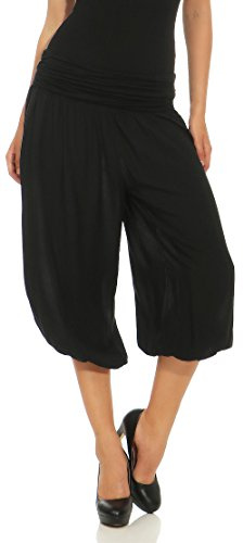 Malito Mujer Pantalón Bombacho Aladino Harem Pantalón Yoga Uni 1483 (Negro)