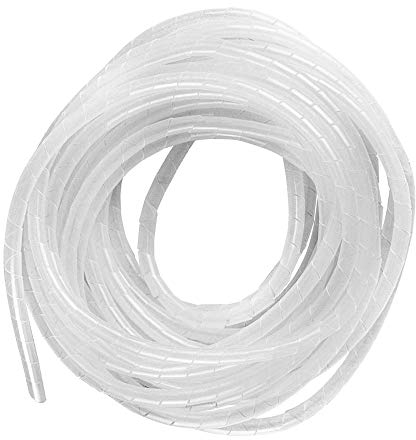 GTIWUNG 25mx4mm Organizador de Cables en Espiral, Tubo Flexible en Espiral Evuelto para PC TV DVD Cable de Antena estéreo agrupar Cable, Blanco