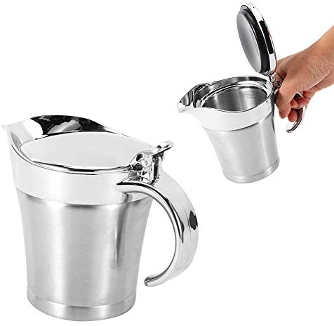 500ML Gravy Boat, Insulated Gravy Jug Stainless Steel Jug Double Wall Sauce Jug with Lid for Gravy, Cream, Sauce