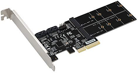 4in1 Dual M.2 NGFF (B Key) SSD+ Dual SATAIII 6G SSD/HDD auf PCI Express 4X Konverter-Adapter mit Low-Profile-Halterung für Desktop-PC