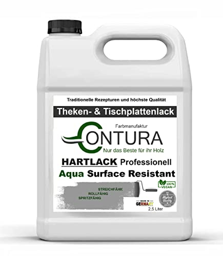 2,5 Liter Hartlack Tischplattenlack Universallack Klarlack Lack Thekenlack Möbellack Farblos Holz Tischplatten 2in1 Holzlack Geruchsneutral 100% Vegan (Seidenmatt)