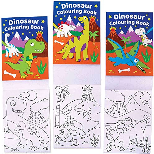 Baker Ross FC991 Dinosaurier Mini Malbuch für Kinder - 12er Pack, Kindergeburtstag Mitgebsel, Kinderbeschäftigung, Mitbringsel für den Kindergarten, Mittel